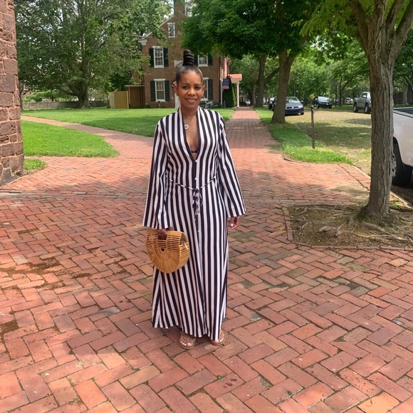 Striped button front dress - Picture 1 of 2